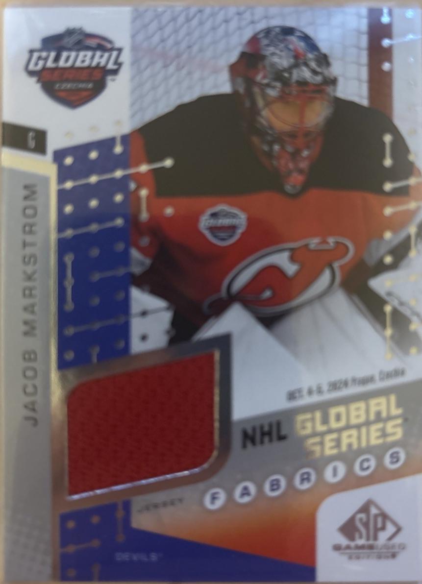 Jacob Markstrom #GSF1-19 2025-26 SP Game Used Hockey 2024 Global Series Devils vs. Sabres Fabrics