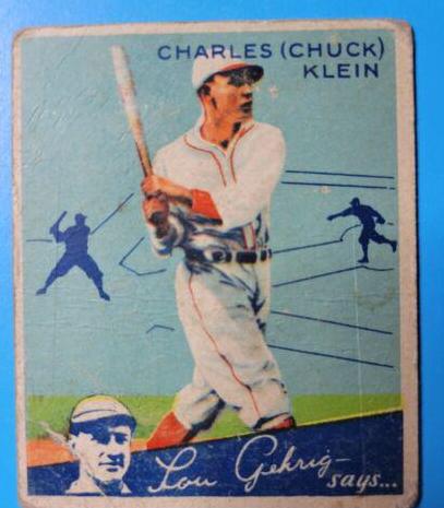 Chuck Klein #56 Baseball Cards 1934 World Wide Gum