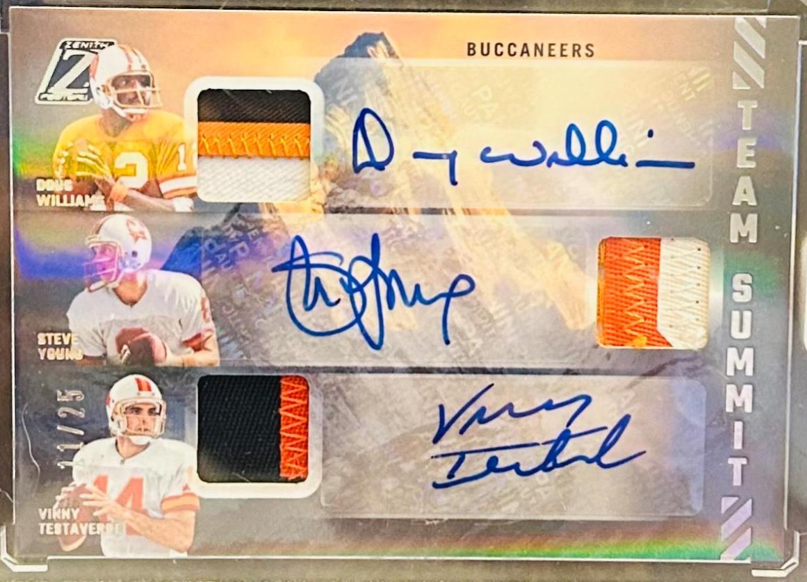 Doug Williams / Steve Young / Vinny Testaverde #TSA-DST Football Cards 2023 Panini Zenith Team Summit Autograph