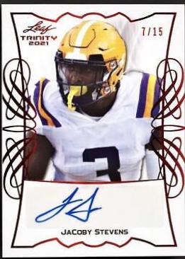 JaCoby Stevens #TPA-JS1 2021 Leaf Trinity Portrait Autographs Football