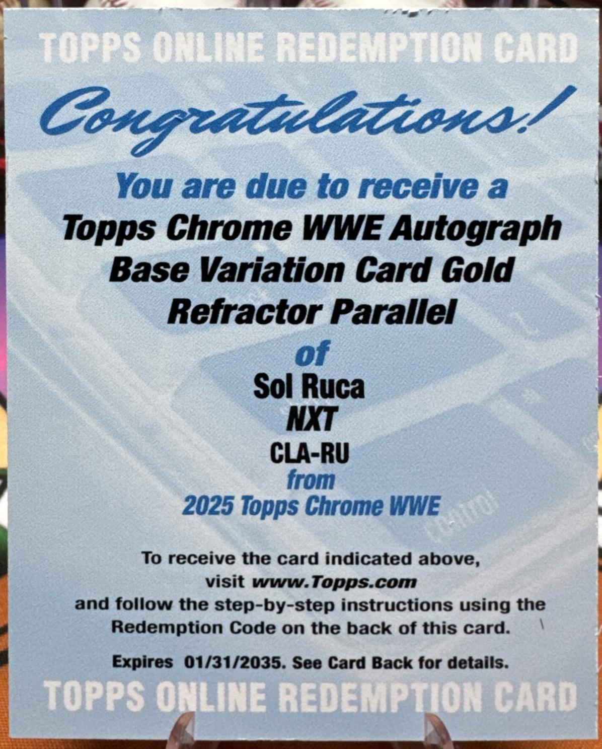 Sol Ruca Topps Sol Ruca #CLA-RU Precios | 2025 Topps Chrome WWE Redemption Autograph ...