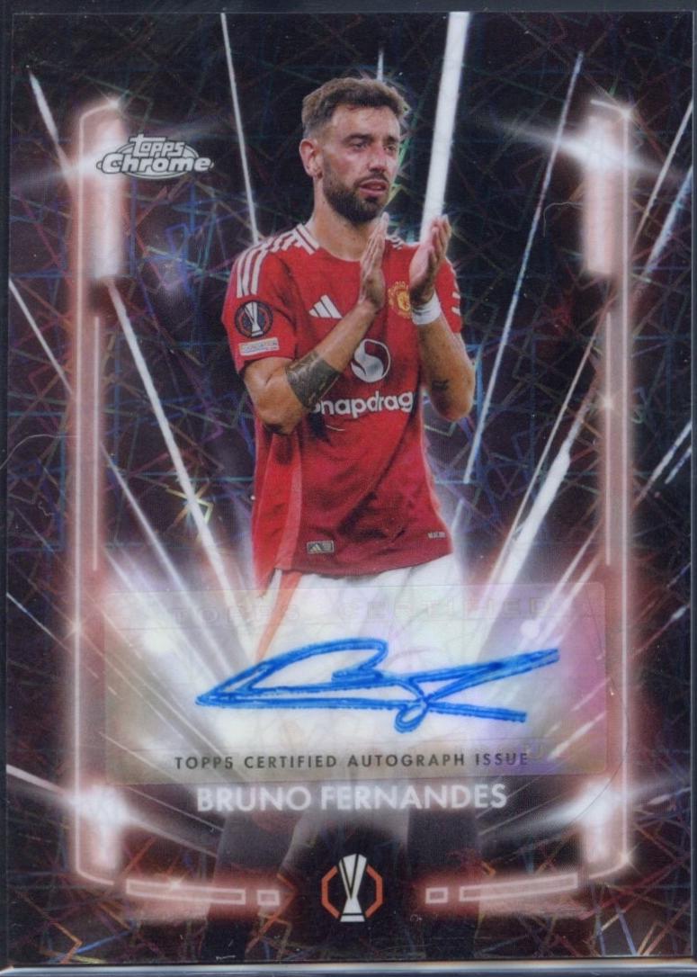 Bruno Fernandes #BLA-BF Soccer Cards 2024 Topps Chrome UEFA Black Lazer Autograph