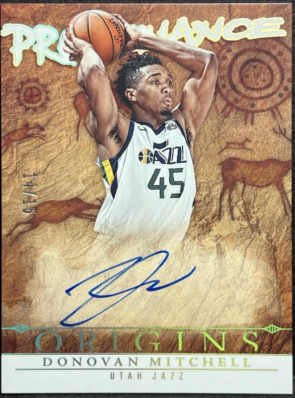 Donovan Mitchell #5 Basketball Cards 2024 Panini Origins Provenance Autograph