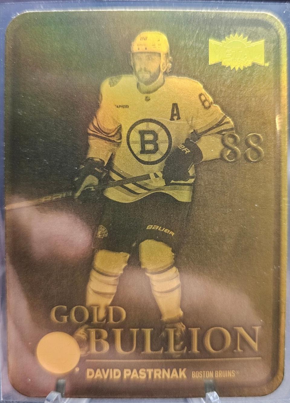 David Pastrnak #GB-16 Hockey Cards 2024 SkyBox Metal Universe Gold Bullion
