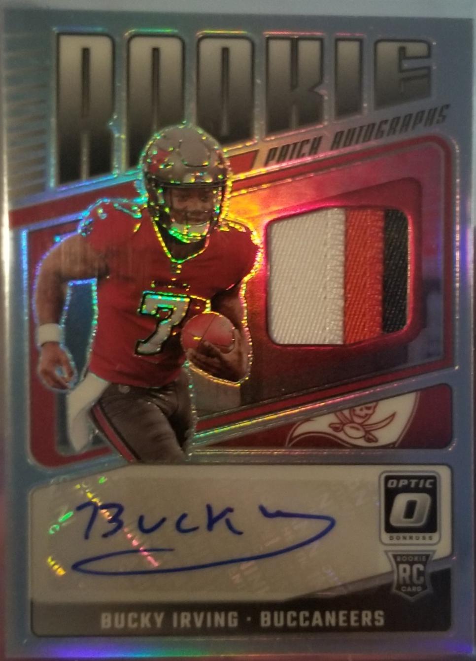 Bucky Irving #RPA-BIG Football Cards 2024 Panini Donruss Optic Rookie Patch Autograph