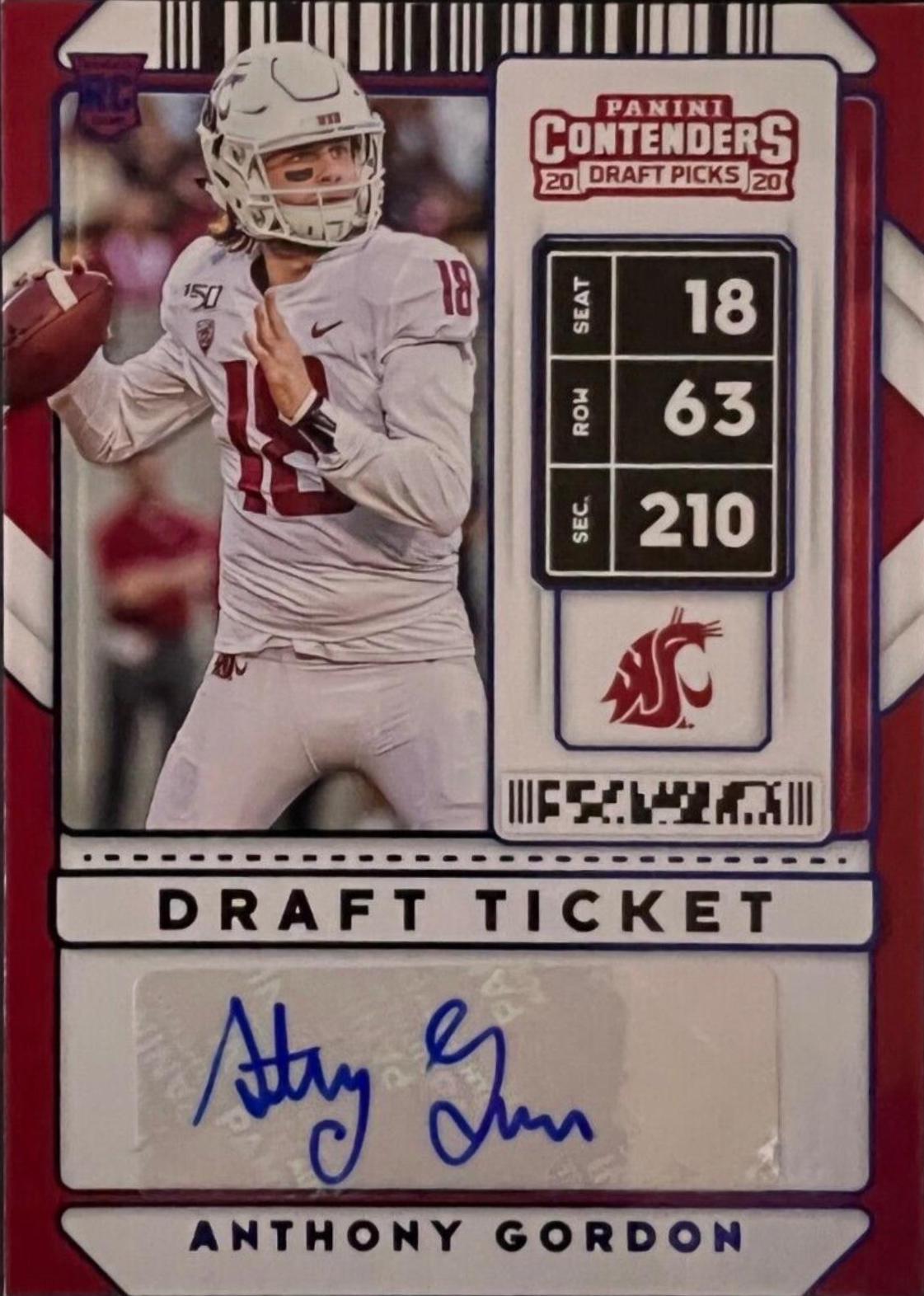 Anthony Gordon #128 2020 Panini Contenders Draft Picks Football