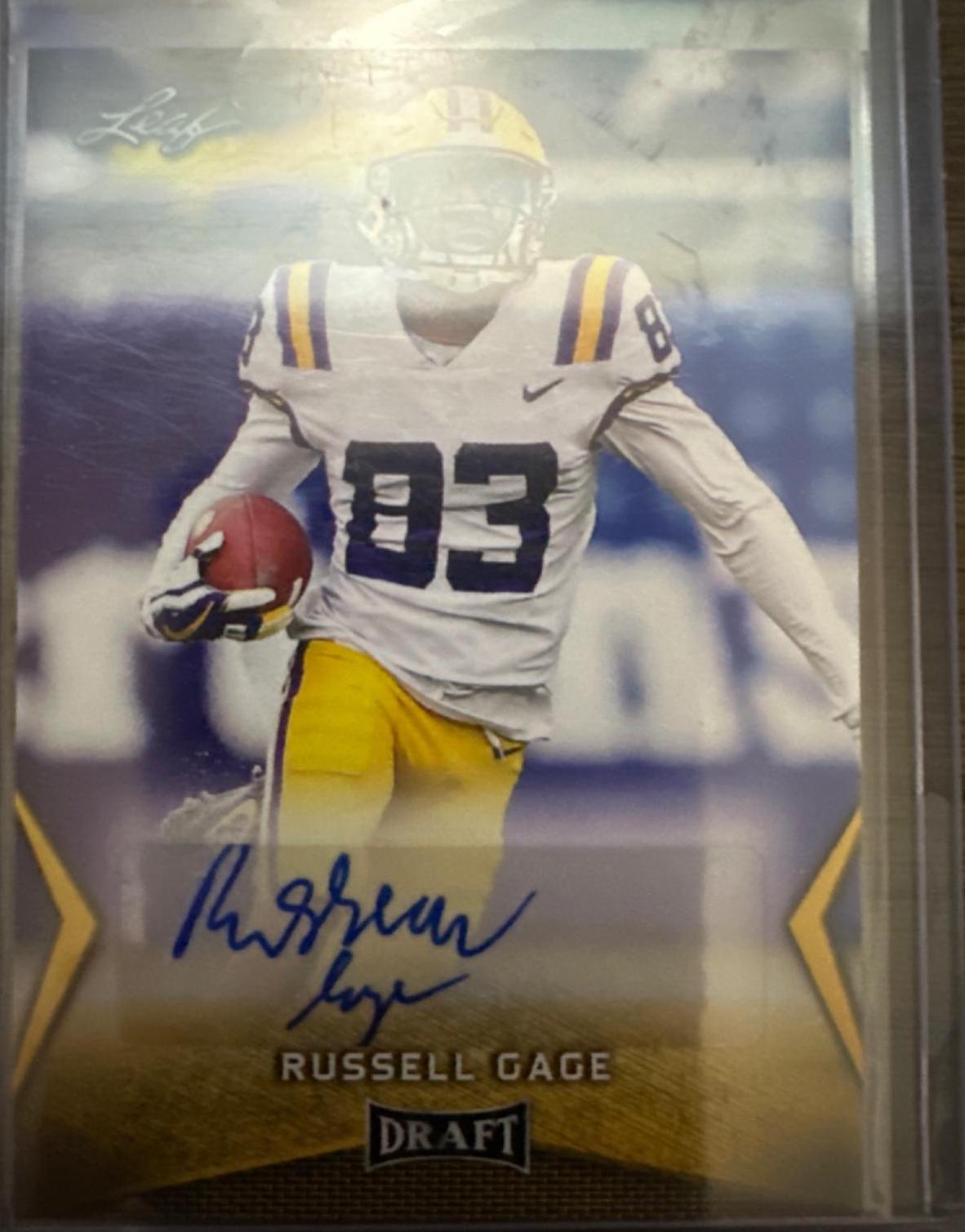 Russell Gage #BA-RG1 Football Cards 2018 Leaf Draft Autographs