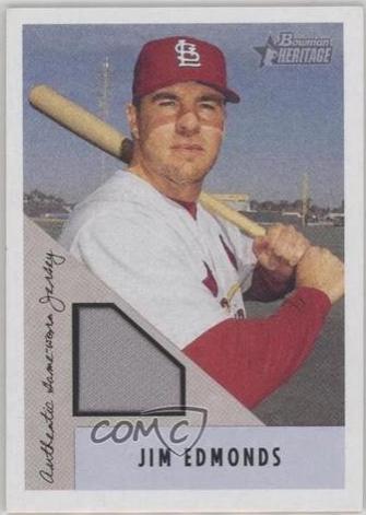 Jim Edmonds #BH-JE Baseball Cards 2002 Bowman Heritage Relics