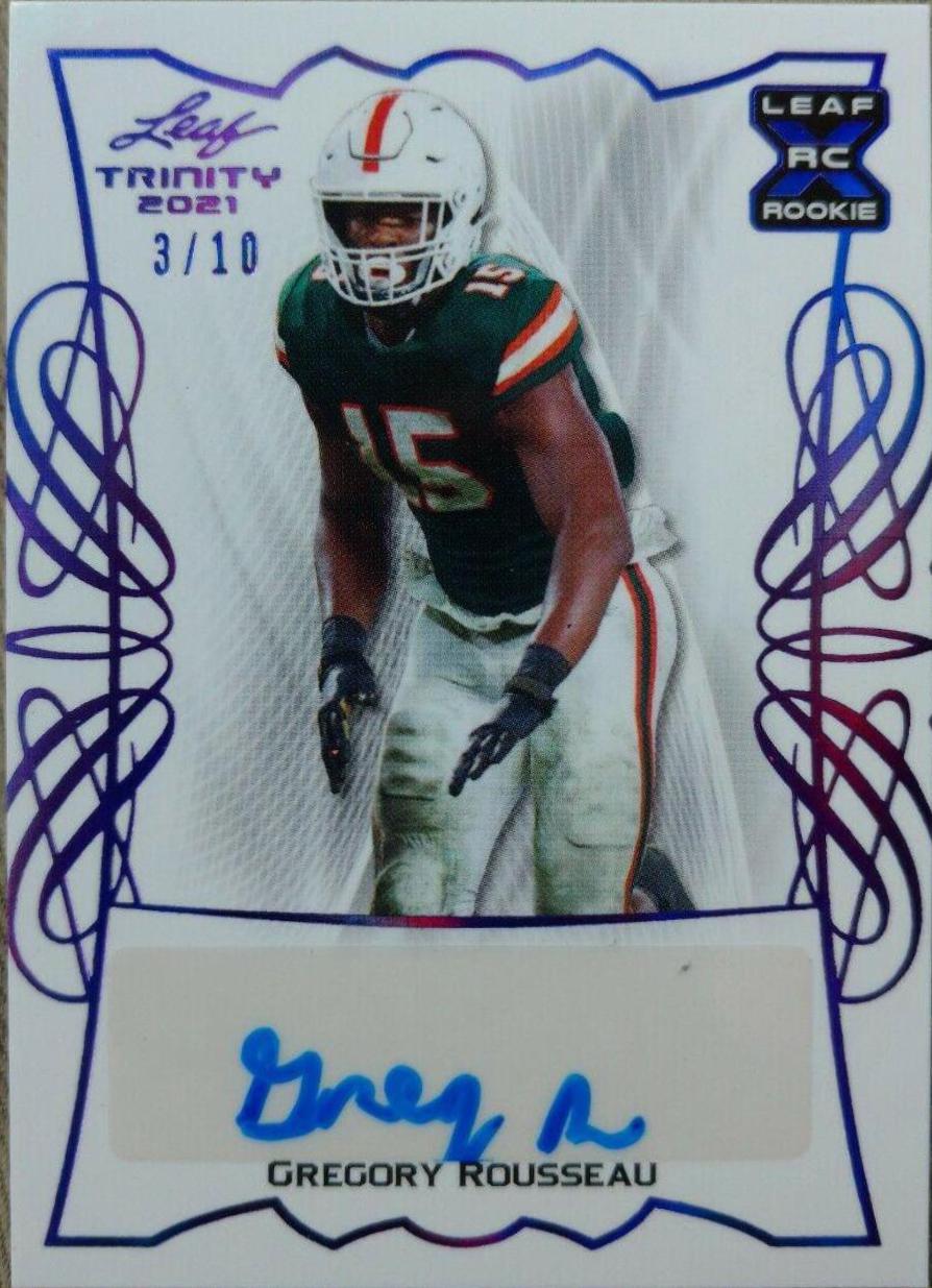 Gregory Rousseau #TPA-GR1 Football Cards 2021 Leaf Trinity Portrait Autographs