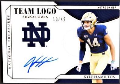 Kyle Hamilton #TL-KHA Football Cards 2022 Panini National Treasures Collegiate Team Logo Signatures