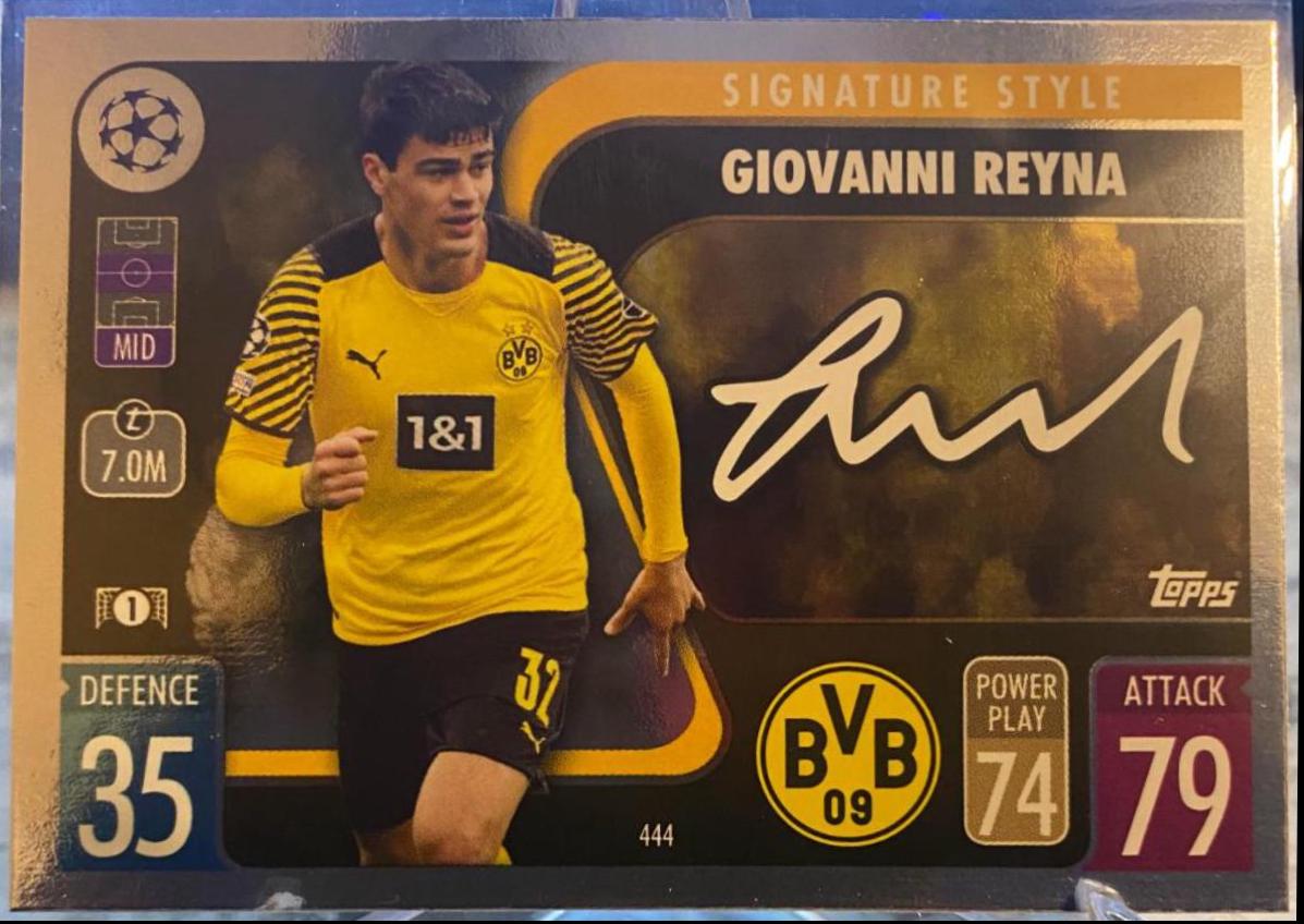 Giovanni Reyna #444 2021 Topps Match Attax Champions & Europa League Soccer