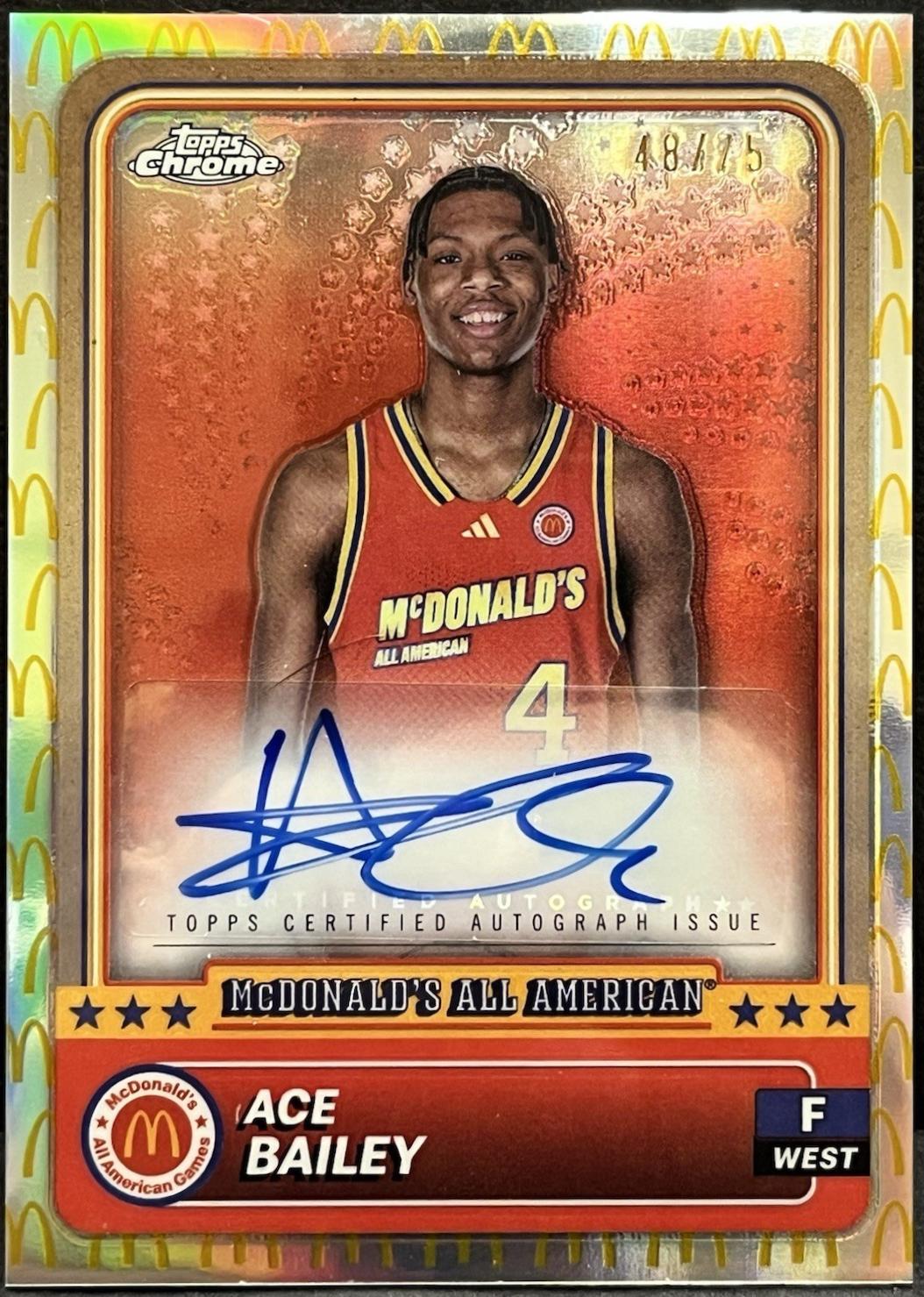 Ace Bailey #SMS-AIR Basketball Cards 2024 Topps Chrome McDonald’s All American Autograph Refractor