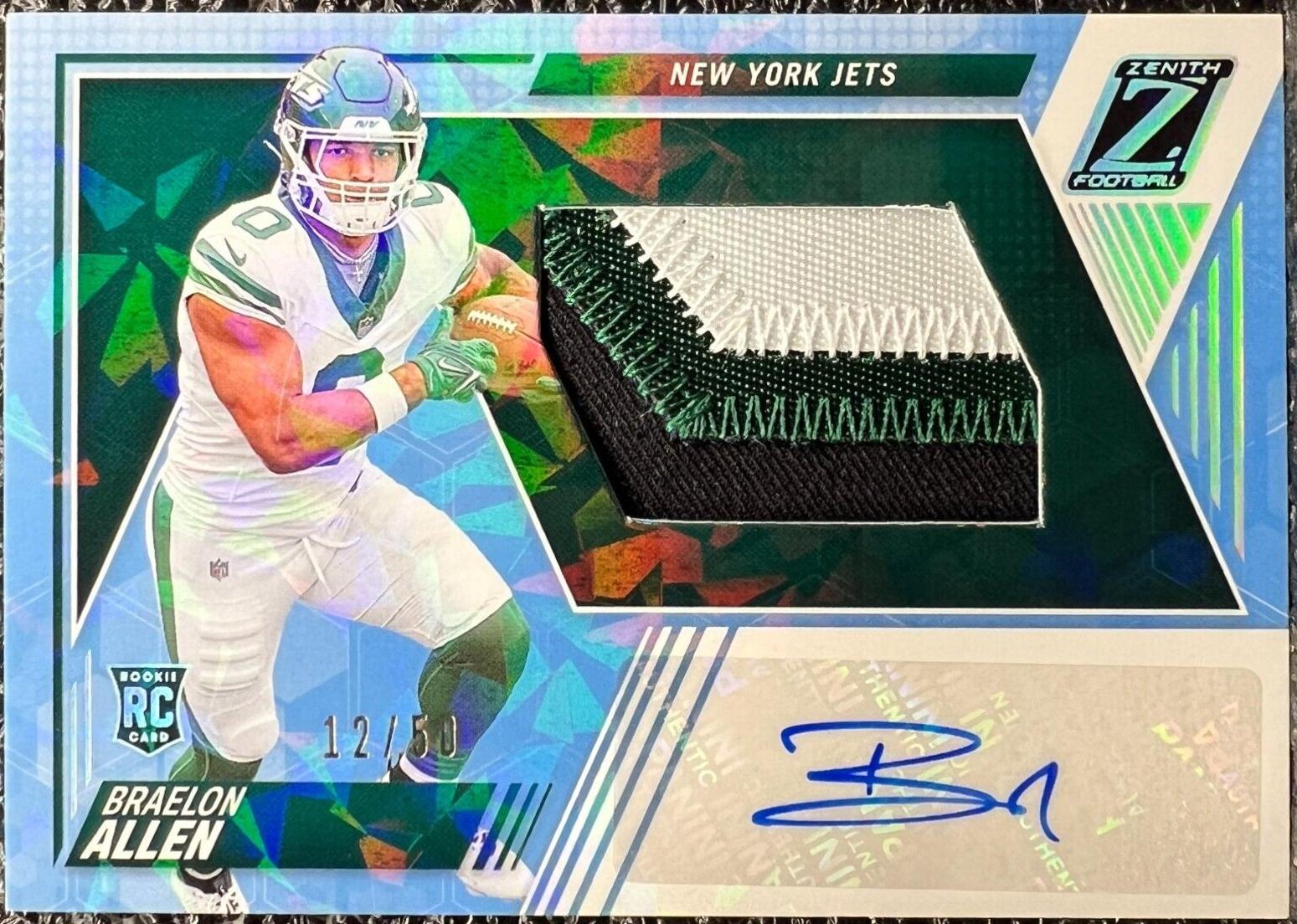 Braelon Allen #234 Football Cards 2024 Panini Zenith Rookie Patch Autographs Ice