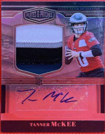 Tanner McKee #RPA-3 Football Cards 2023 Panini Plates and Patches Rookie Patch Autographs