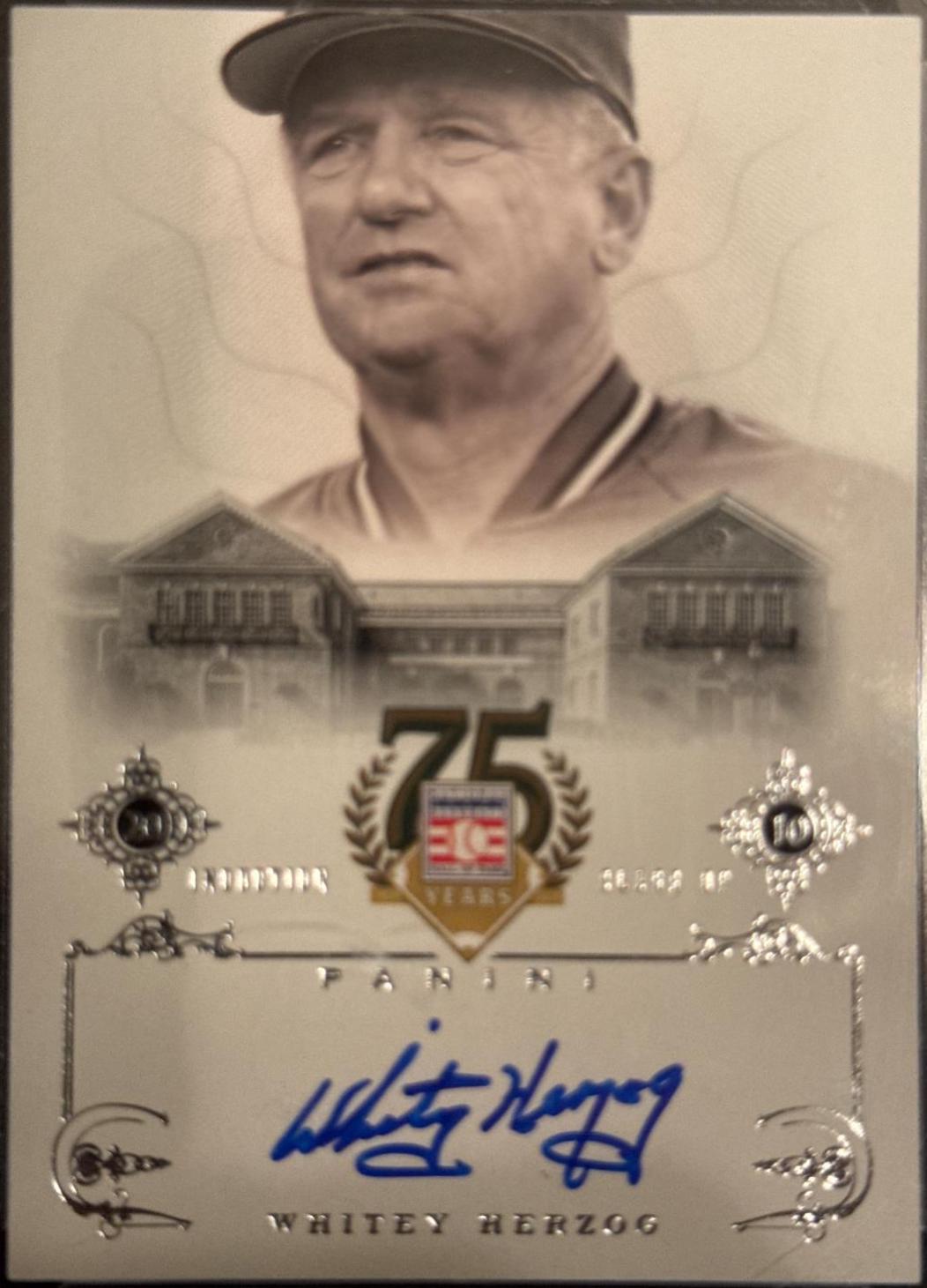 Whitey Herzog #69 2014 Panini Hall Of Fame 75th Anniversary Signatures Baseball