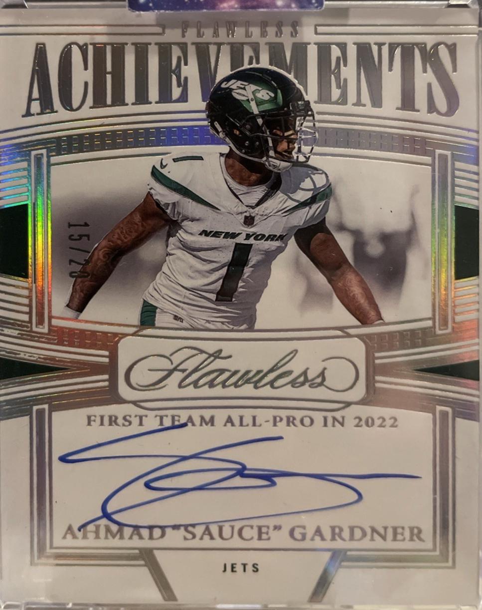 Ahmad "Sauce" Gardner #3 2023 Panini Flawless Football Flawless Achievements