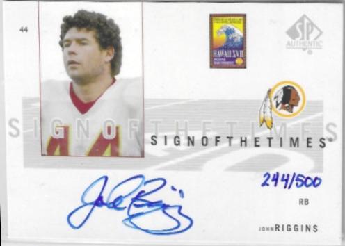 John Riggins #JR 2001 Sp Authentic Sign Of The Times Football