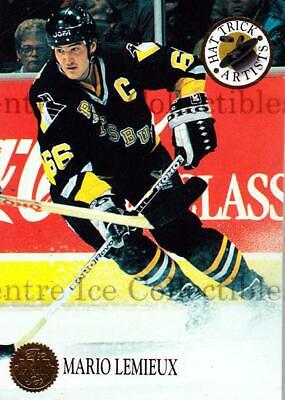 Mario Lemieux #4 Hockey Cards 1993 Leaf Hat Trick Artists