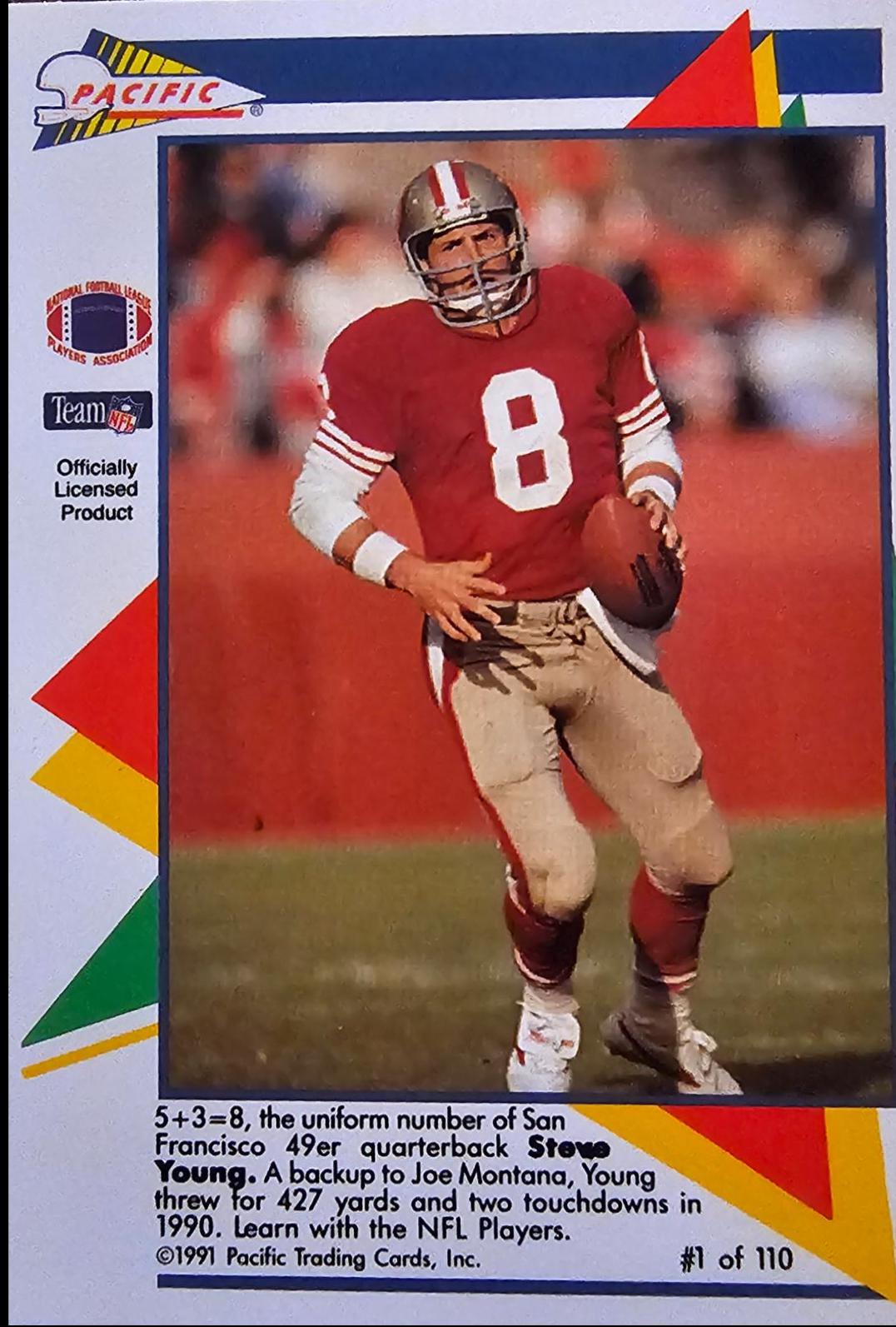 Steve Young #1 Football Cards 1991 Pacific Flash Cards