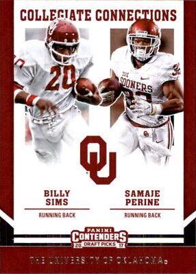 Billy Sims, Samaje Perine #2 Football Cards 2017 Panini Contenders Draft Picks Collegiate Connections