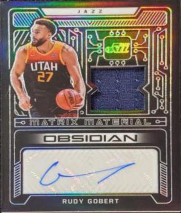 Rudy Gobert #MMA-RGB Basketball Cards 2021 Panini Obsidian Matrix Material Autographs