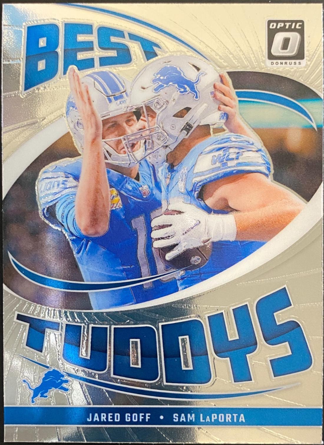 Jared Goff / Sam LaPorta #11 Football Cards 2024 Panini Donruss Optic Best Tuddys