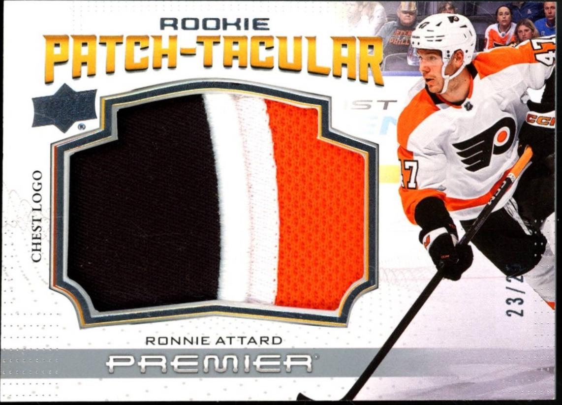 Ronnie Attard #RPT-RA 2022 Upper Deck Premier Rookie Patch Taculars Hockey