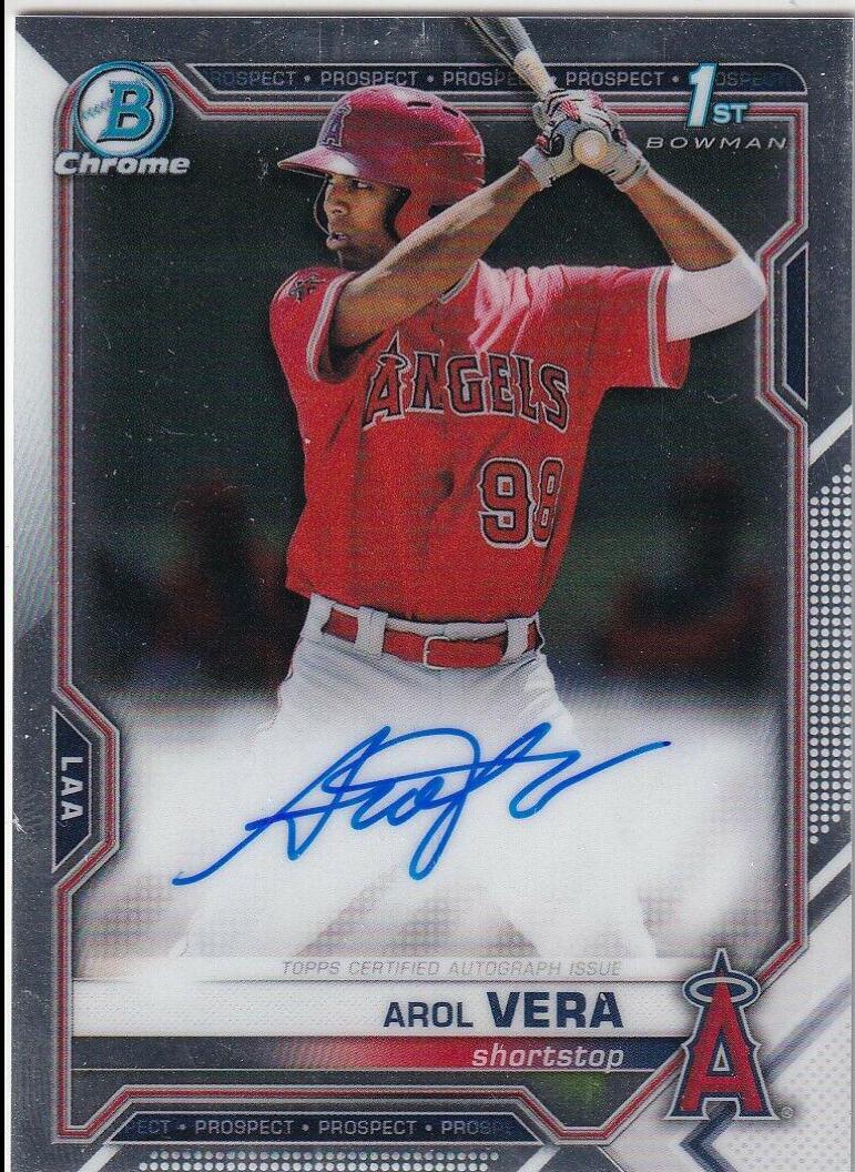 Arol Vera #CPA-AVE Baseball Cards 2021 Bowman Chrome Prospect Autographs