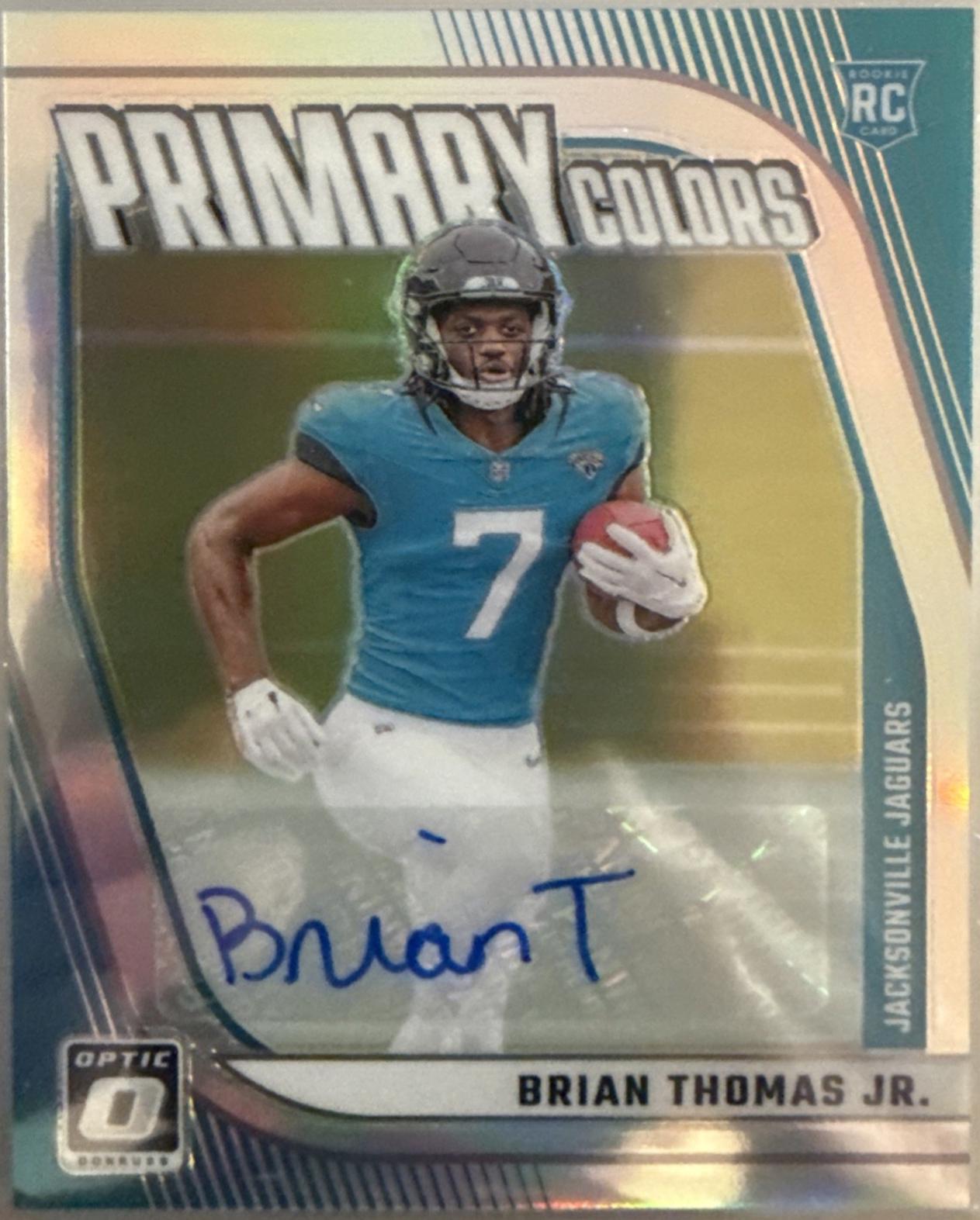 Brian Thomas Jr. #19 Football Cards 2024 Panini Donruss Optic Rookie Primary Colors Autograph