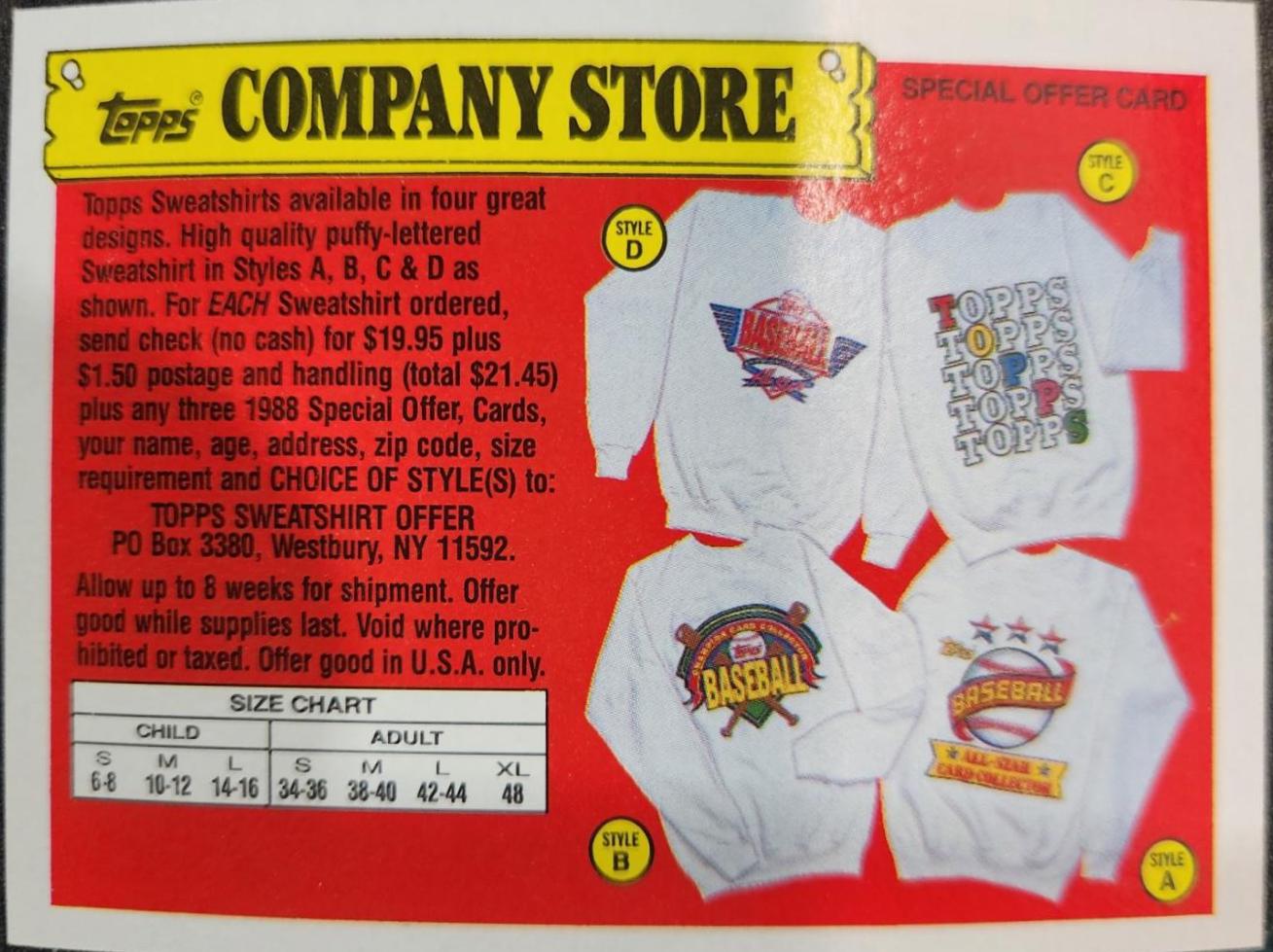 Special Offer Card Baseball Cards 1988 Topps Big