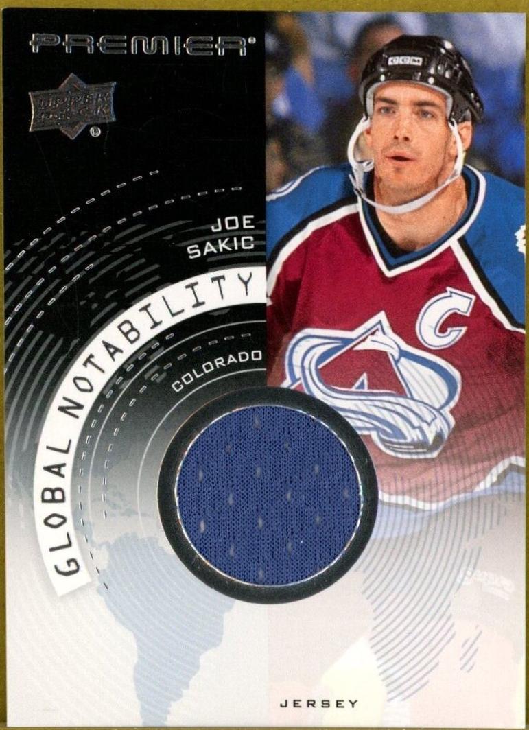 Joe Sakic #GN-JS Hockey Cards 2023 Upper Deck Premier Global Nobility Jersey