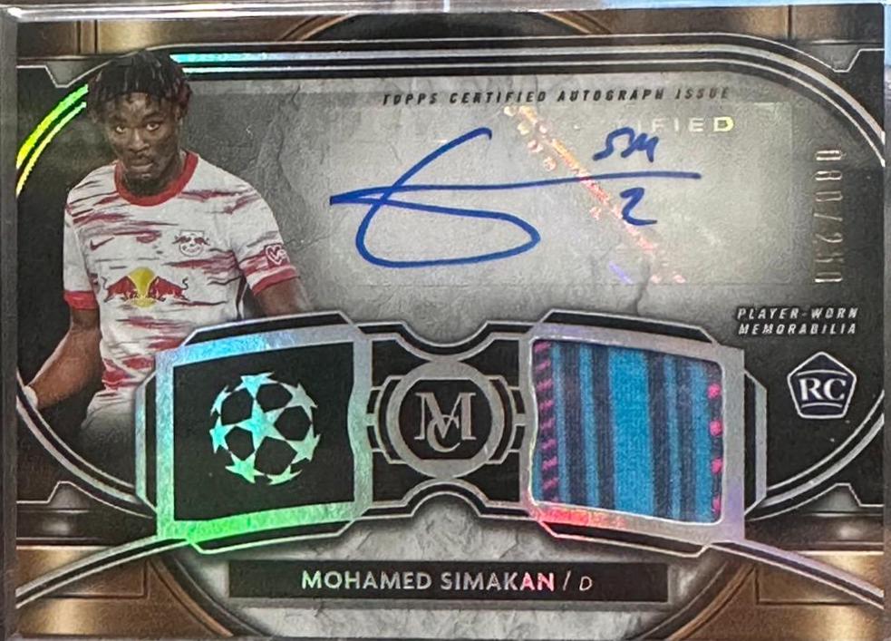 Mohamed Simakan #MAR-SI Soccer Cards 2021 Topps Museum Collection UEFA Champions League Autograph Relics