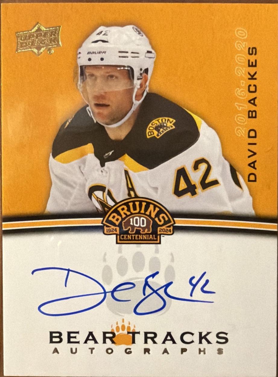 David Backes #BT-DB 2023-24 Upper Deck Boston Bruins Centennial Hockey Bear Tracks Autographs