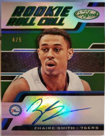 Zhaire Smith #ZS 2018 Panini Certified Rookie Roll Call Autographs Basketball