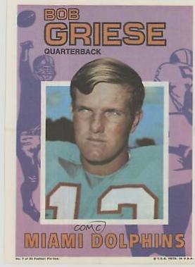 Bob Griese #7 Football Cards 1971 Topps Pin Ups