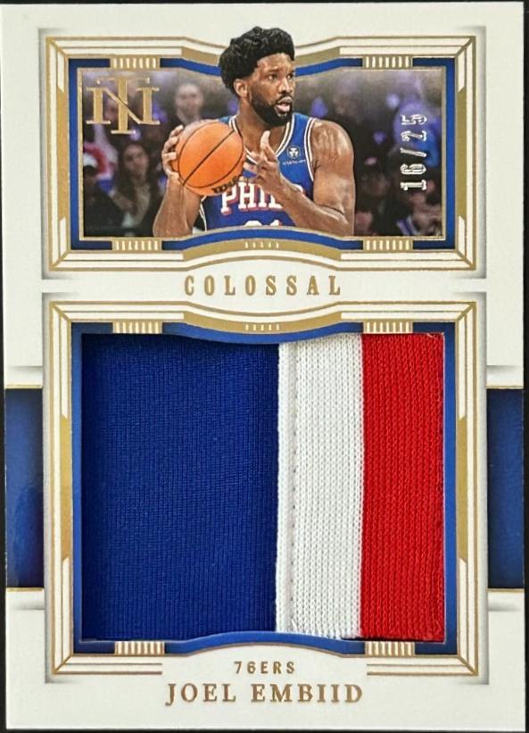 Joel Embiid #CM-EMB Basketball Cards 2023 Panini National Treasures Colossal Materials