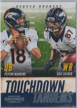Peyton Manning, Eric Decker #2 Football Cards 2013 Panini Contenders Touchdown Tandems
