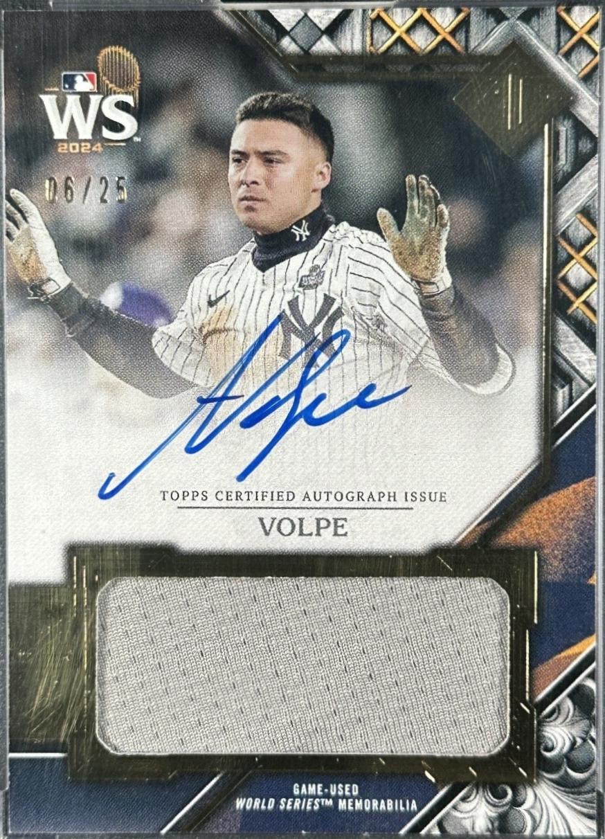 Anthony Volpe #WSAR-AVO 2025 Topps Transcendent World Series Relic Autograph Baseball