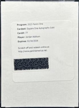 Jordan Addison [Gold Square One Autograph] #77