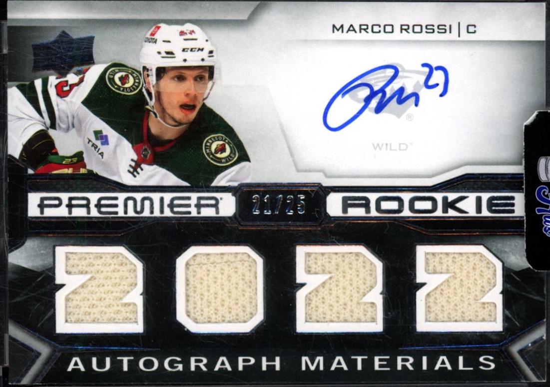 Marco Rossi #PRA-MR Hockey Cards 2022 Upper Deck Premier Rookie Auto Jersey