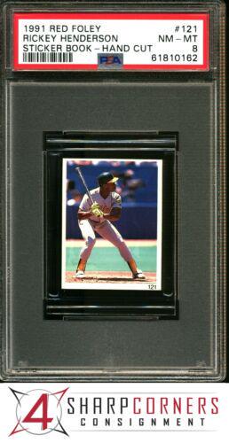 Rickey Henderson #121 1991 Red Foley Sticker Book Hand Cut Baseball