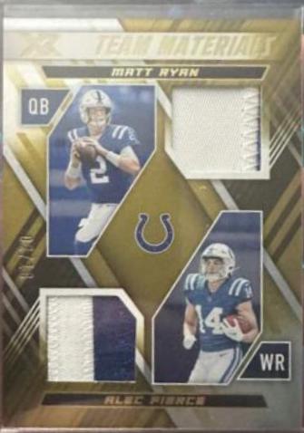 Matt Ryan, Alec Pierce #TM-18 Football Cards 2022 Panini XR Team Materials