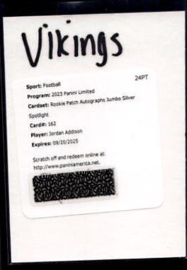 Jordan Addison [Silver Spotlight Rookie Patch Autograph Jumbo] #162