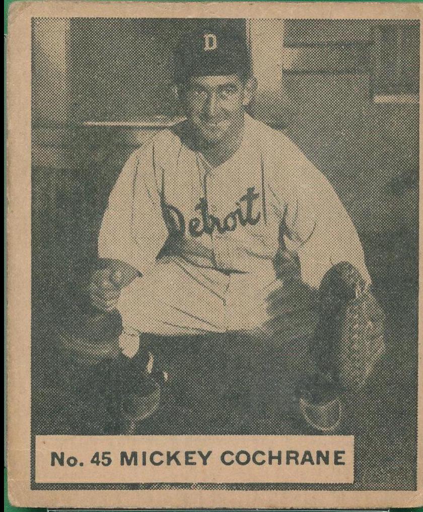 Mickey Cochrane #45 Baseball Cards 1936 World Wide Gum