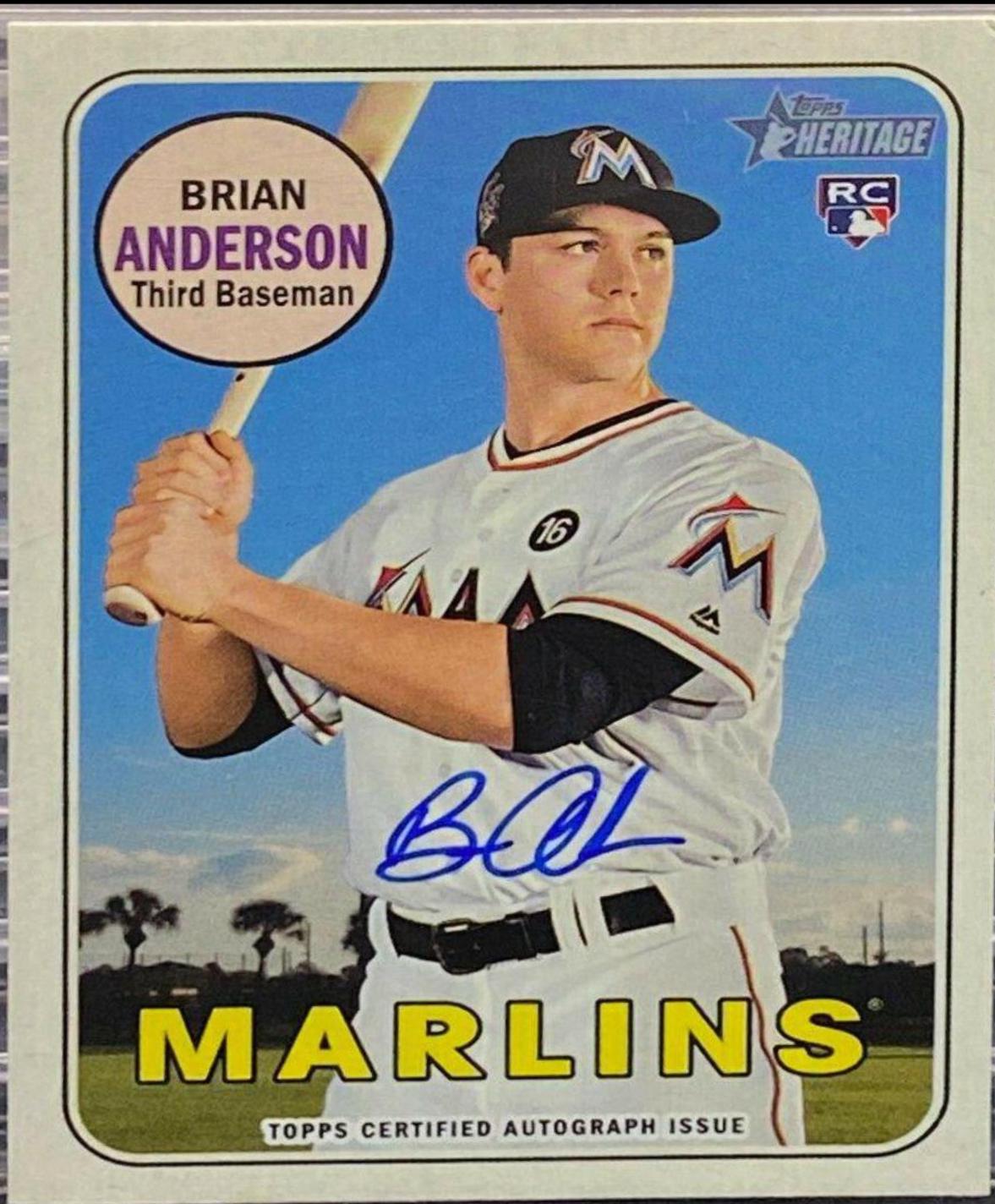 Brian Anderson #BA Baseball Cards 2018 Topps Heritage Real One Autographs