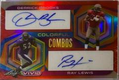 Derrick Brooks, Ray Lewis [Prismatic Red] #CC-16 Football Cards 2023 Leaf Vivid Autographs Colorful Combos Prices