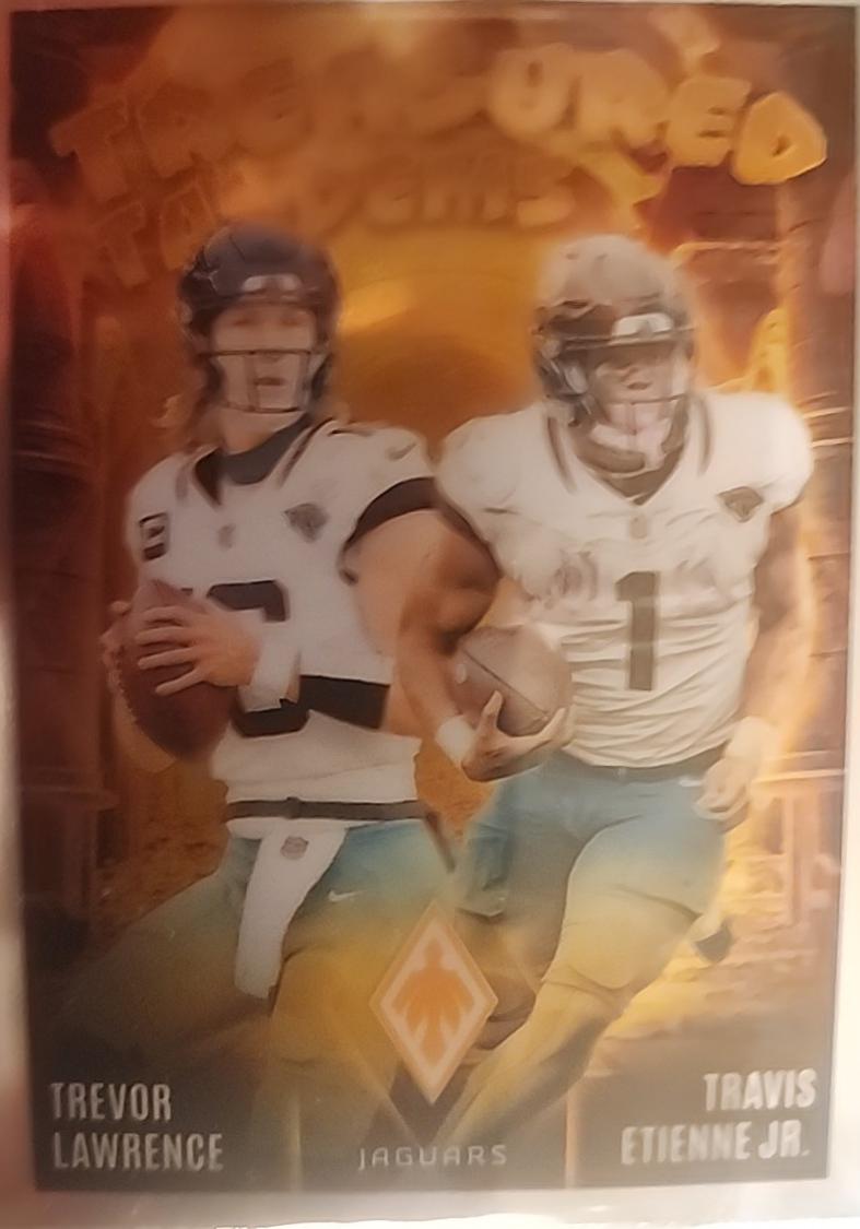 Travis Etienne Jr. / Trevor Lawrence #TT-JAX Football Cards 2024 Panini Phoenix Treasured Tandems