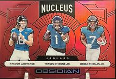 Brian Thomas Jr. / Travis Etienne Jr. / Trevor Lawrence [Red] #2 Football Cards 2024 Panini Obsidian Nucleus Prices