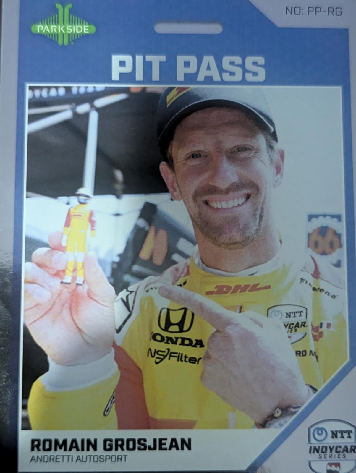 Romain Grosjean #PP-RG Racing Cards 2024 Parkside NTT IndyCar Pit Pass
