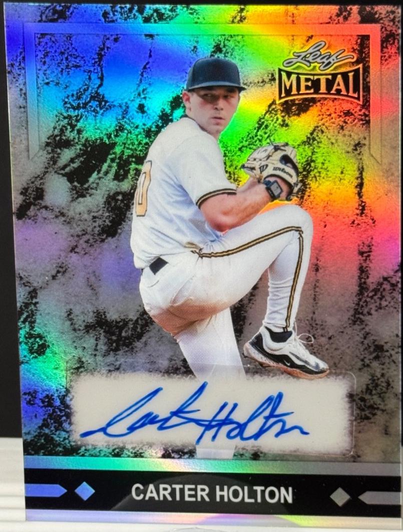 Carter Holton #91A-CH2 2026 Leaf Metal 1991 Gold Leaf Prospects Autograph Baseball